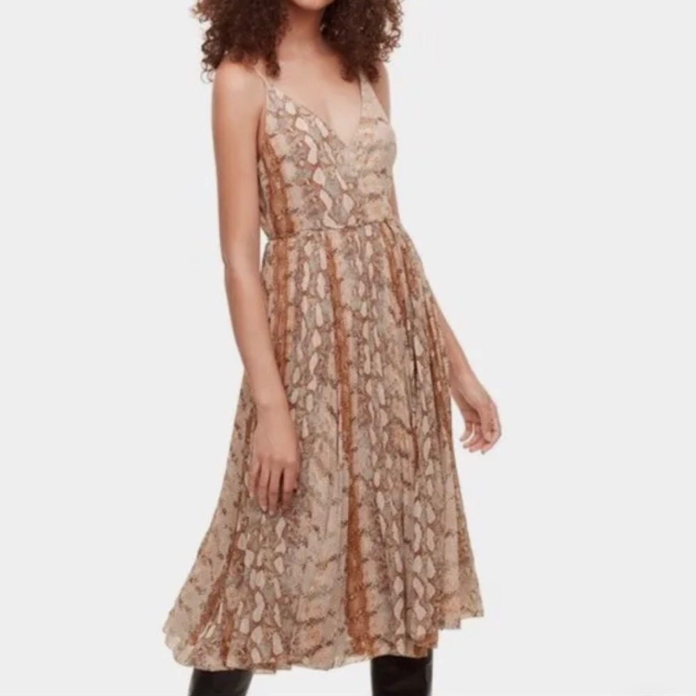 Aritzia Wilfred Beaune Pleated Dress Snakeskin Print